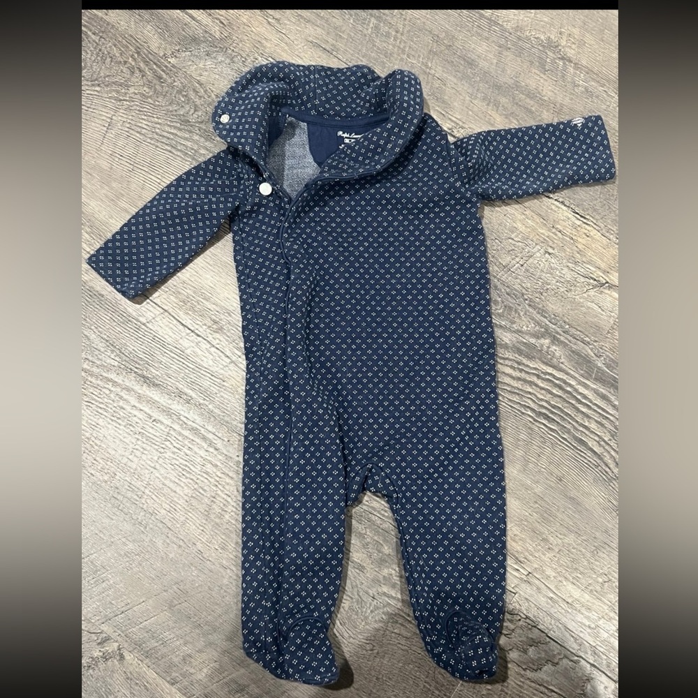 Ralph Lauren Jacquard Shawl-Collar Footie